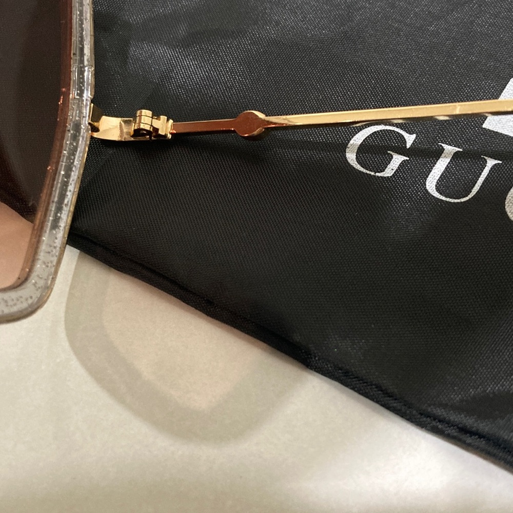 Gucci Gold Frame Sunglasses with Brown Lenses and Black Tips - Picture 13 of 16